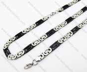Half Black Plating Necklace & Bracelet Jewelry Set - KJS380018