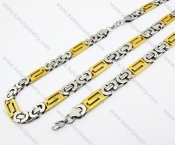 Half Gold Plating Necklace & Bracelet Jewelry Set - KJS380019