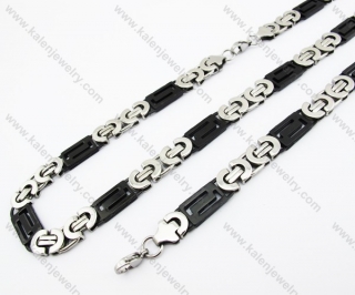 Half Black Plating Necklace & Bracelet Jewelry Set - KJS380020