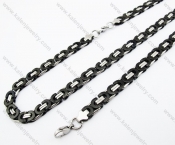 Half Black Plating Necklace & Bracelet Jewelry Set - KJS380025