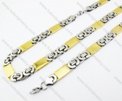 Half Gold Plating Necklace & Bracelet Jewelry Set - KJS380030