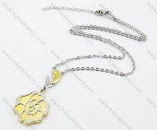 Stainless Steel Gold Flower Necklace - KJN160010