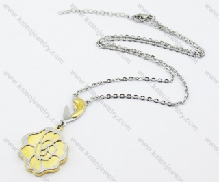 Stainless Steel Gold Flower Necklace - KJN160010
