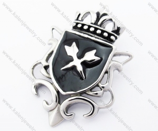 Stainless Steel Crown & Shield Pendant - KJP170241