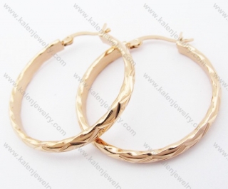 Rose Gold Stainless Steel Line Earrings - KJE050933