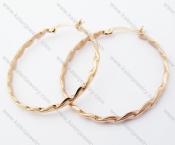 Rose Gold Stainless Steel Line Earrings - KJE050945