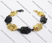Half Gold & Half Black Stainless Steel Devil Skull Bracelet KJB170109