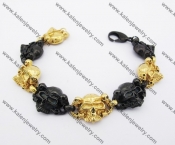 Half Gold & Half Black Stainless Steel Skull Bracelet KJB170116