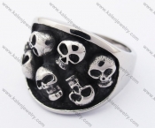 Stainless Steel Death Heads Skull Ring KJR370077