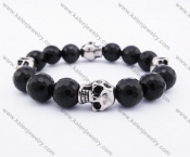 Stainless Steel Skull Black Beads Bracelet KJB170123