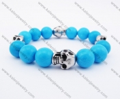 Stainless Steel Skull Blue Beads Bracelet KJB170125