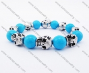 Stainless Steel Skull Blue Beads Bracelet KJB170126