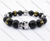 Stainless Steel Skull Black Beads Bracelet KJB170129