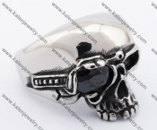 Stainless Steel Black Stone Eyes Skull Ring KJR370106
