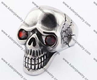 Stainless Steel Ruby Eyes Skull Ring KJR370118