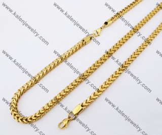 Gold Plating Necklace & Bracelet Steel Jewelry Set KJS100053