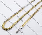 Half Gold Plating Necklace & Bracelet Steel Jewelry Set KJS100055