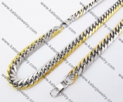 Half Gold Plating Necklace & Bracelet Steel Jewelry Set KJS100065