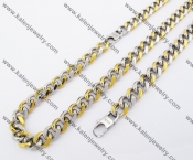 Half Gold Plating Necklace & Bracelet Steel Jewelry Set KJS100067