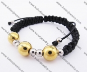 Stainless Steel Gold Beads Leather Bracelet KJB030138
