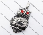 Stainless Steel Red Eyes Owl Pendant KJP170260