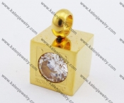 Gold Plating Stainless Steel Zircon Stone Square Pendant KJP051170