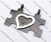 Stainless Steel Jigsaw Puzzle & Heart Couple Pendants KJP051182