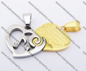 Stainless Steel Half Gold Heart Couple Pendants KJP051215