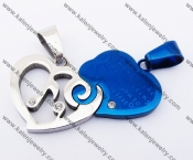 Stainless Steel Half Blue Heart Couple Pendants KJP051216