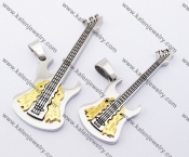 Gold Stainless Steel Guitar Couple Pendants KJP051224
