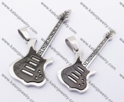 Black Stainless Steel Guitar Couple Pendants KJP051226
