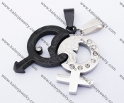 Half Black Stainless Steel Male and female symbols Couple Pendants KJP140147