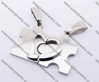 Stainless Steel Jigsaw Puzzle & Heart Couple Pendants KJP140156