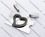 Stainless Steel Jigsaw Puzzle & Heart Couple Pendants KJP140157
