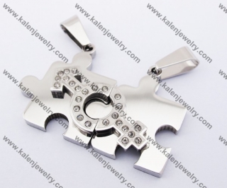 Stainless Steel Jigsaw Puzzle Boy & Girl Couple Pendants KJP140158