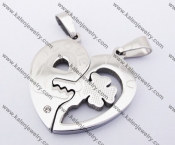 Stainless Steel Heart Couple Pendants KJP140169