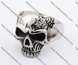 Stainless Steel Inlay Stone Skull Ring KJR370210