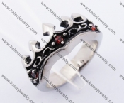 Stainless Steel Inlay Red Stone Crown Ring KJR370227