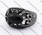 Stainless Steel Black Stone Ring KJR370252