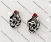 Stainless Steel Red Stone Skull Ear Stud KJE500025