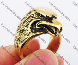 Gold Stainless Steel Eagle Ring KJR010241