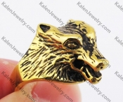 Gold Plating Steel Wolf Ring KJR010243