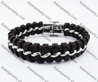Stainless Steel Leather Bracelet KJB050398