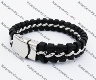 Stainless Steel Leather Bracelet KJB050399