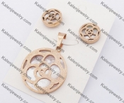 Rose Gold Steel Earrings & Pendant Jewelry Set KJS050067