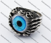 Stainless Steel Blue Eye of Satan Skull Ring KJR370259
