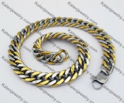 18mm Wide Large Half Gold Steel Necklace KJN590005