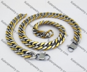 Large Half Gold Necklace & Bracelet Jewelry Set KJS590005