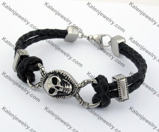 Steel Skull Leather Bracelet KJB550168