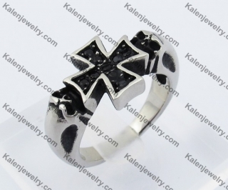 Steel Skull Iron Cross Ring KJR370330
